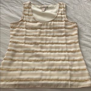 Tan/white/gold beaded banana republic tank